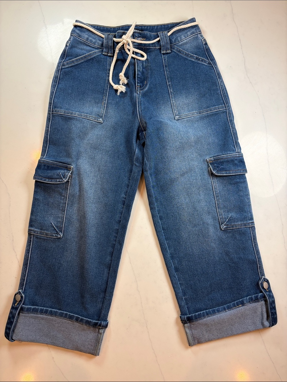 Women’s Cargo Jeans in Denim Blue
